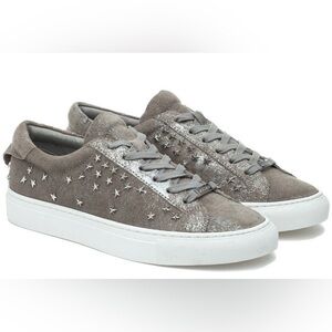 J/Slides Women's 'LIBERTY' Pewter Metallic Leather Sneaker Shoes Size 9